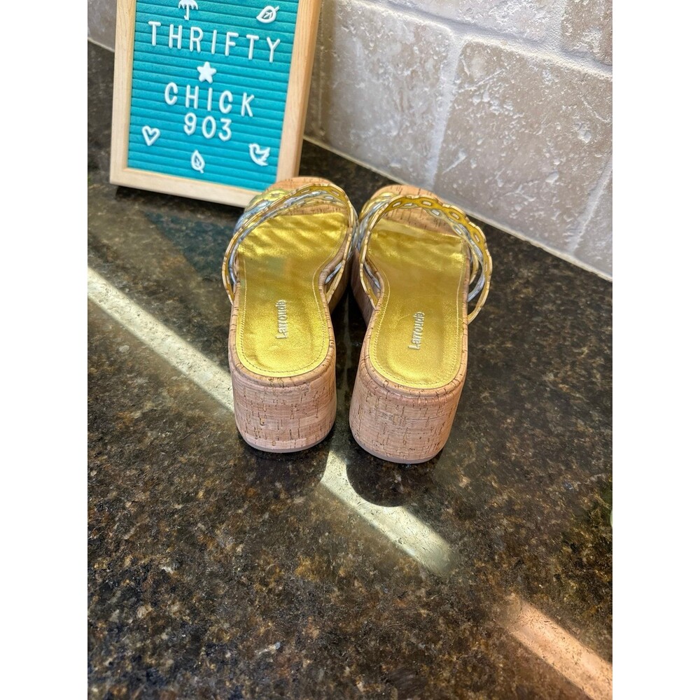 Larroude Charli Gold Silver Metallic Strap Sandals Mules 6.5 NWOT HARD TO FIND - Picture 4 of 12
